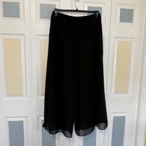 Alex Evenings Black Chiffon Wide Leg Palazzo Pants XL Formal Wedding Guest